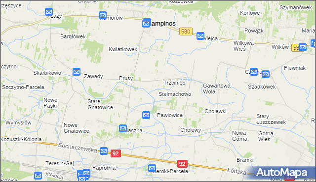 mapa Stelmachowo gmina Leszno, Stelmachowo gmina Leszno na mapie Targeo