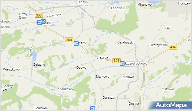 mapa Stężyca gmina Gostyń, Stężyca gmina Gostyń na mapie Targeo