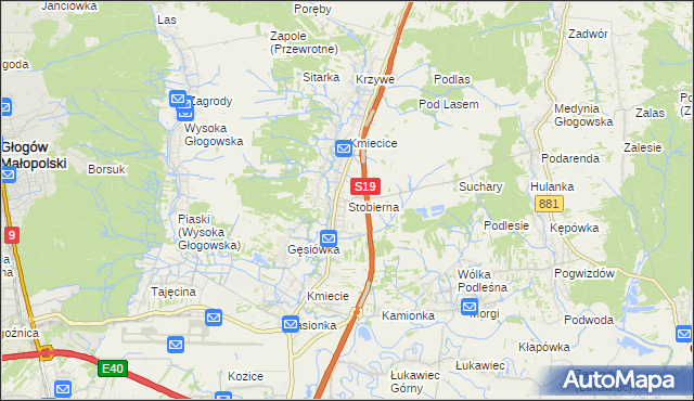 mapa Stobierna gmina Trzebownisko, Stobierna gmina Trzebownisko na mapie Targeo