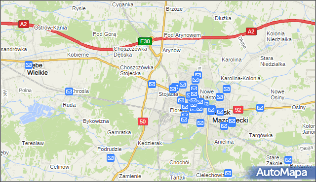 mapa Stojadła, Stojadła na mapie Targeo