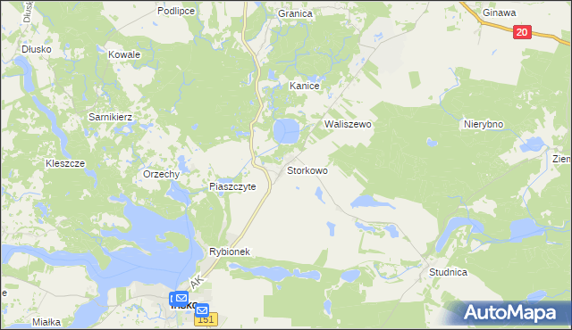 mapa Storkowo gmina Ińsko, Storkowo gmina Ińsko na mapie Targeo
