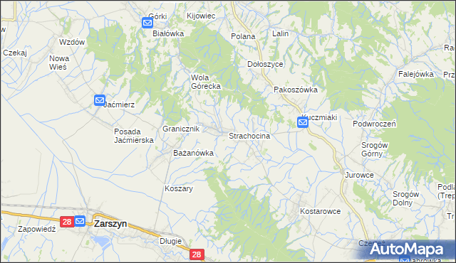 mapa Strachocina, Strachocina na mapie Targeo