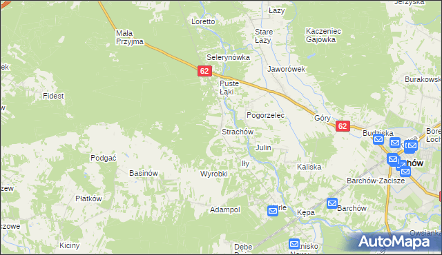 mapa Strachów gmina Jadów, Strachów gmina Jadów na mapie Targeo