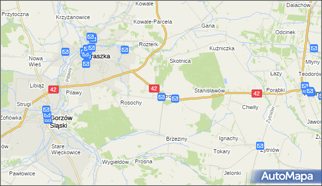 mapa Strojec gmina Praszka, Strojec gmina Praszka na mapie Targeo