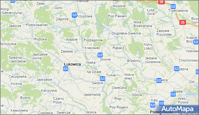 mapa Stronie gmina Łukowica, Stronie gmina Łukowica na mapie Targeo