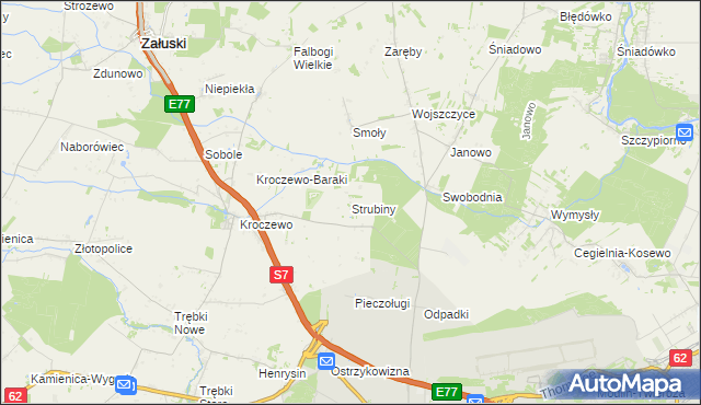 mapa Strubiny gmina Zakroczym, Strubiny gmina Zakroczym na mapie Targeo
