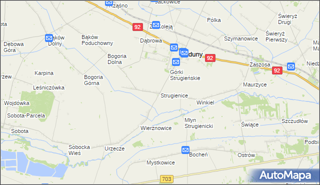 mapa Strugienice, Strugienice na mapie Targeo