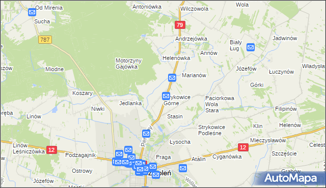 mapa Strykowice Górne, Strykowice Górne na mapie Targeo