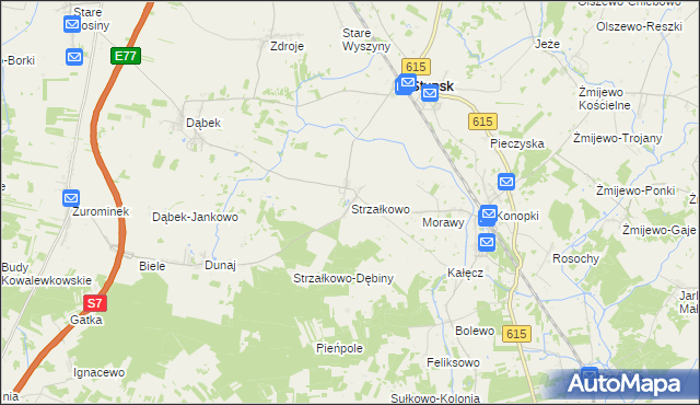 mapa Strzałkowo gmina Stupsk, Strzałkowo gmina Stupsk na mapie Targeo