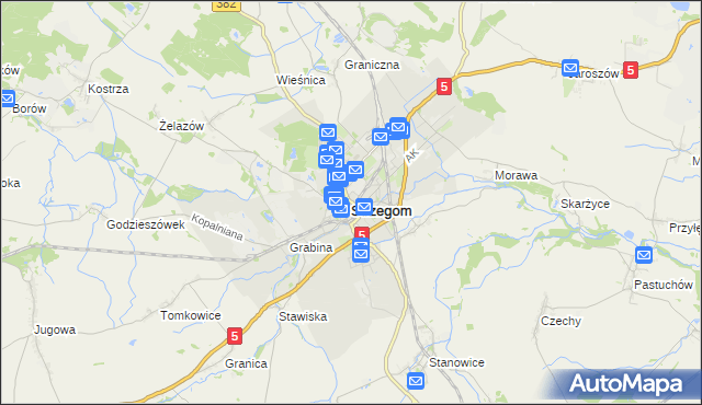 mapa Strzegom powiat świdnicki, Strzegom powiat świdnicki na mapie Targeo