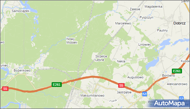mapa Strzelce Leśne, Strzelce Leśne na mapie Targeo