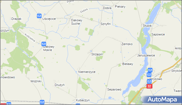 mapa Strzępiń, Strzępiń na mapie Targeo