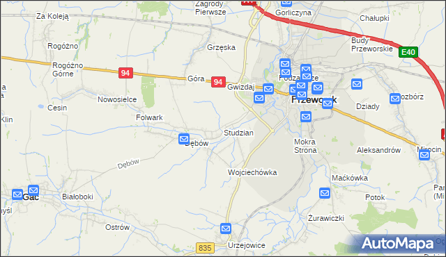 mapa Studzian, Studzian na mapie Targeo