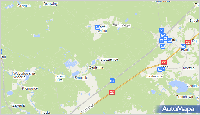mapa Studzienice gmina Kaliska, Studzienice gmina Kaliska na mapie Targeo