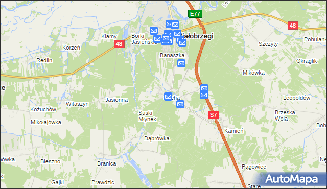 mapa Sucha gmina Białobrzegi, Sucha gmina Białobrzegi na mapie Targeo