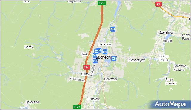 mapa Suchedniów, Suchedniów na mapie Targeo