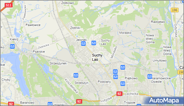 mapa Suchy Las powiat poznański, Suchy Las powiat poznański na mapie Targeo