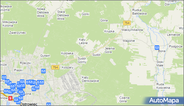 mapa Sudół gmina Bodzechów, Sudół gmina Bodzechów na mapie Targeo