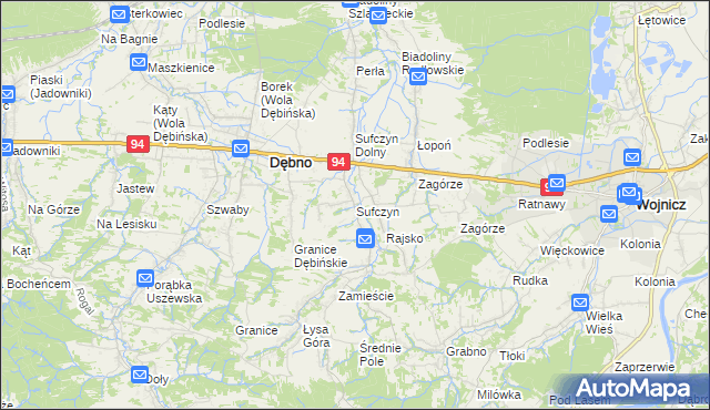 mapa Sufczyn gmina Dębno, Sufczyn gmina Dębno na mapie Targeo