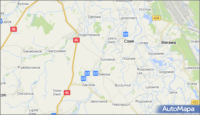 mapa Sukowice, Sukowice na mapie Targeo