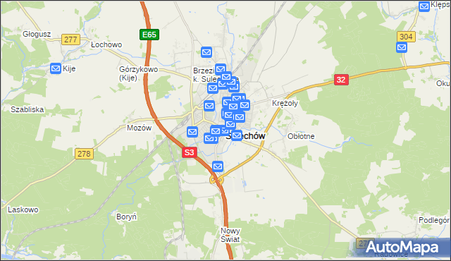 mapa Sulechów powiat zielonogórski, Sulechów powiat zielonogórski na mapie Targeo