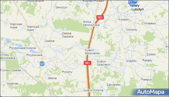 mapa Sulęcin Włościański, Sulęcin Włościański na mapie Targeo