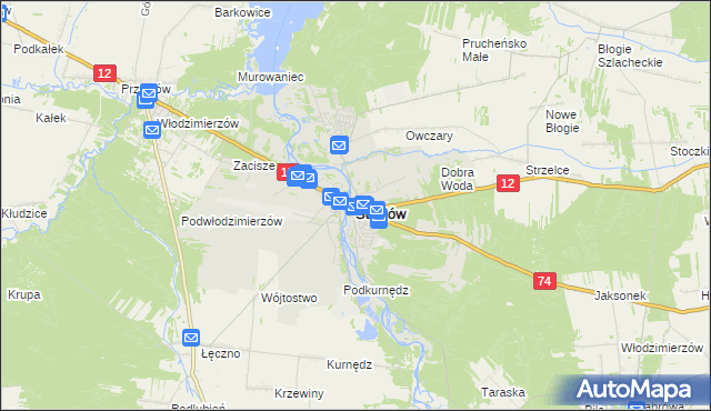 mapa Sulejów powiat piotrkowski, Sulejów powiat piotrkowski na mapie Targeo