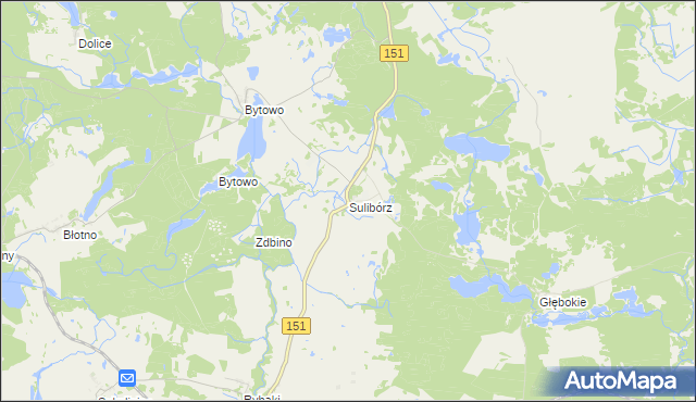 mapa Sulibórz gmina Recz, Sulibórz gmina Recz na mapie Targeo