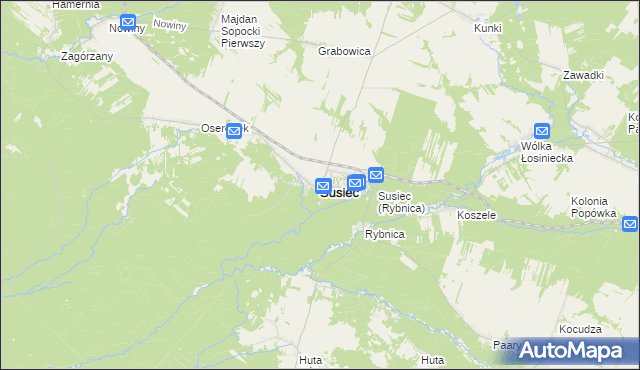 mapa Susiec, Susiec na mapie Targeo