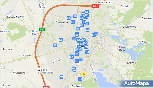 mapa Suwałk, Suwałki na mapie Targeo
