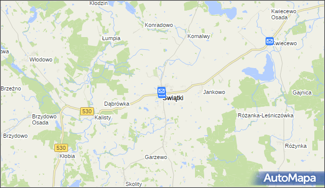 mapa Świątki powiat olsztyński, Świątki powiat olsztyński na mapie Targeo