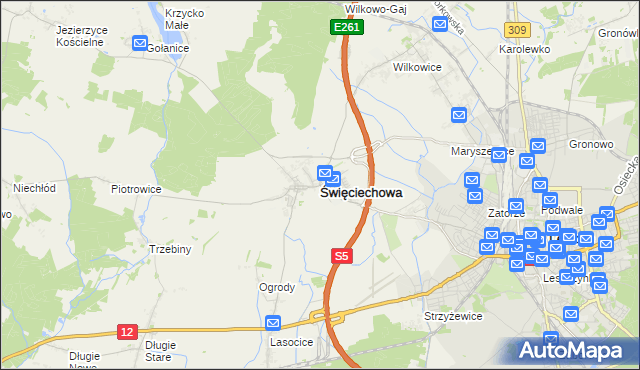 mapa Święciechowa, Święciechowa na mapie Targeo
