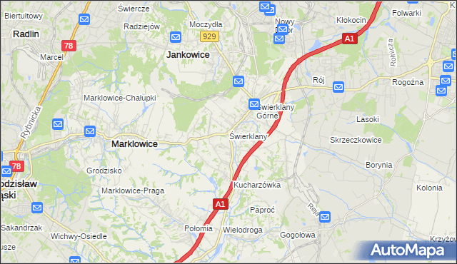 mapa Świerklany, Świerklany na mapie Targeo