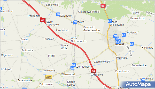 mapa Świerkowo gmina Choceń, Świerkowo gmina Choceń na mapie Targeo