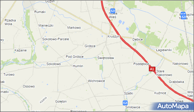 mapa Świętosław gmina Włocławek, Świętosław gmina Włocławek na mapie Targeo