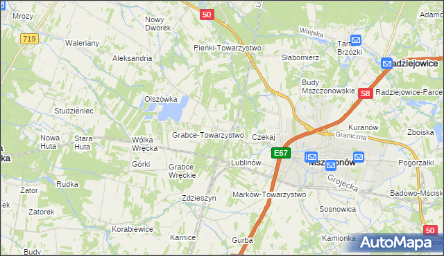 mapa Świnice gmina Mszczonów, Świnice gmina Mszczonów na mapie Targeo