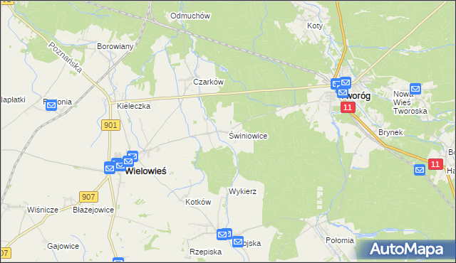 mapa Świniowice, Świniowice na mapie Targeo