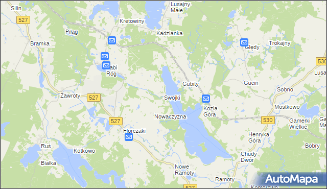mapa Swojki, Swojki na mapie Targeo