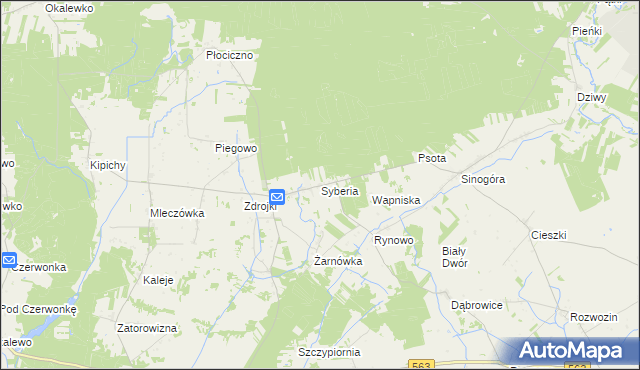 mapa Syberia gmina Lubowidz, Syberia gmina Lubowidz na mapie Targeo