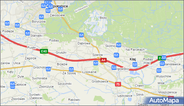 mapa Szarów gmina Kłaj, Szarów gmina Kłaj na mapie Targeo