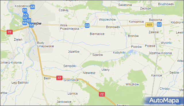 mapa Szarów gmina Poddębice, Szarów gmina Poddębice na mapie Targeo