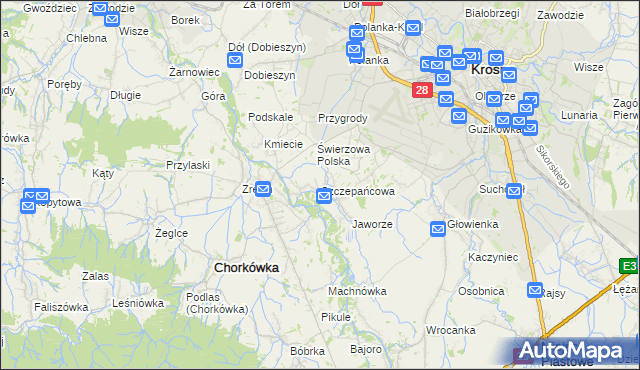 mapa Szczepańcowa, Szczepańcowa na mapie Targeo