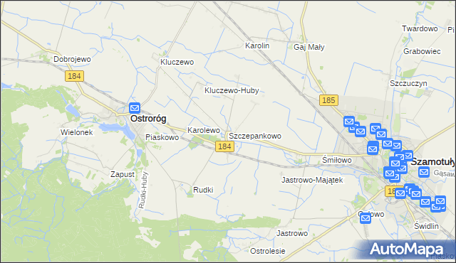 mapa Szczepankowo gmina Ostroróg, Szczepankowo gmina Ostroróg na mapie Targeo