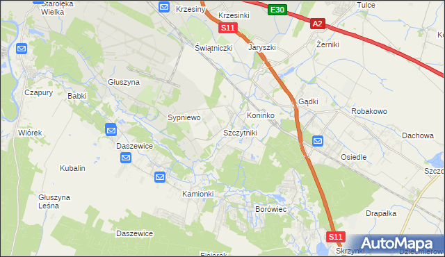 mapa Szczytniki gmina Kórnik, Szczytniki gmina Kórnik na mapie Targeo