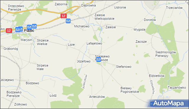 mapa Szelejewo Pierwsze, Szelejewo Pierwsze na mapie Targeo