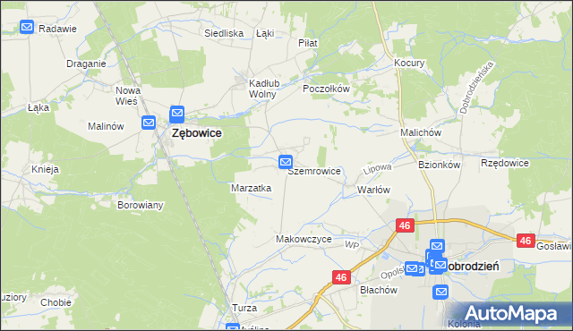 mapa Szemrowice, Szemrowice na mapie Targeo