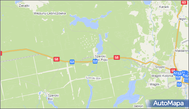 mapa Szeroki Bór Piski, Szeroki Bór Piski na mapie Targeo
