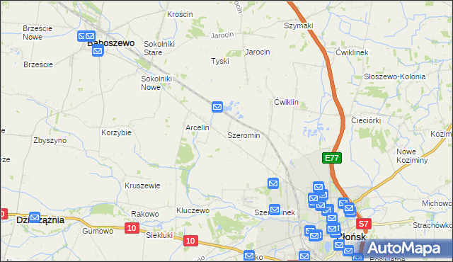 mapa Szeromin, Szeromin na mapie Targeo
