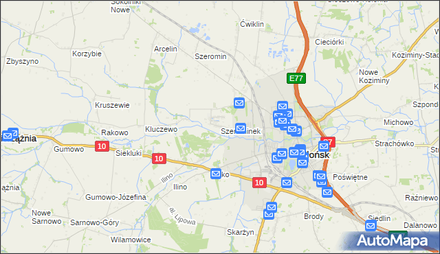 mapa Szerominek, Szerominek na mapie Targeo