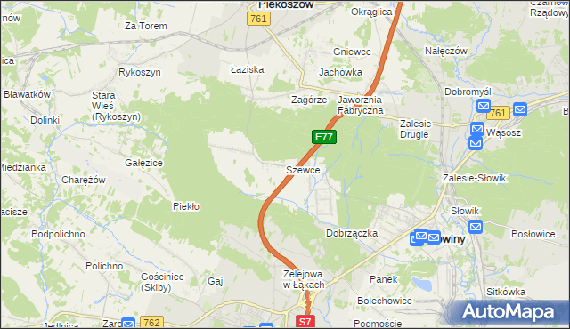 mapa Szewce gmina Sitkówka-Nowiny, Szewce gmina Sitkówka-Nowiny na mapie Targeo